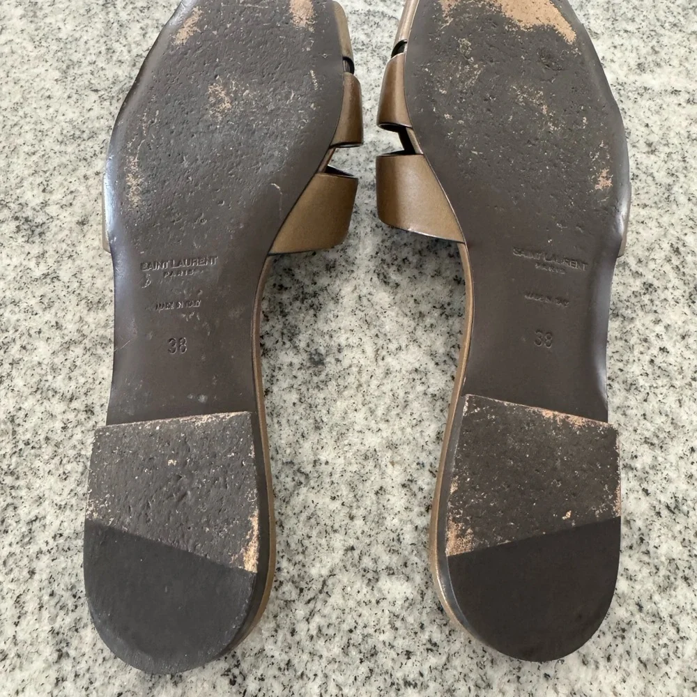 Saint Laurent “Tribute” leather olive green sandals 38 - Picture 6 of 7